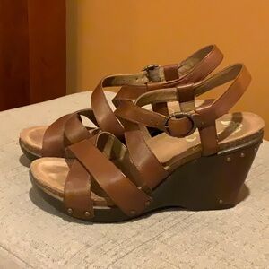 Dansko Brown Strappy Wedge Sandals